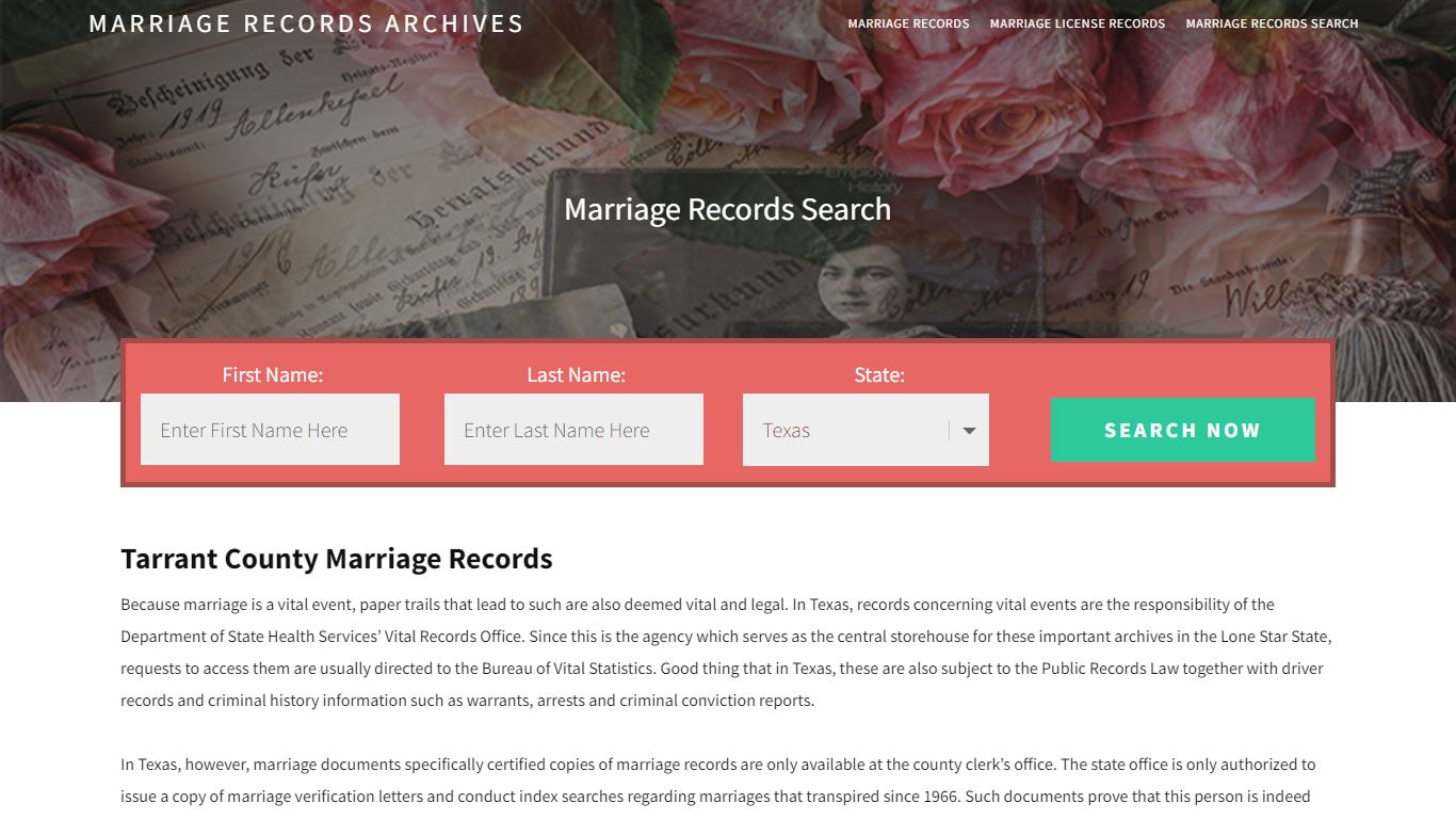 Tarrant County Marriage Records